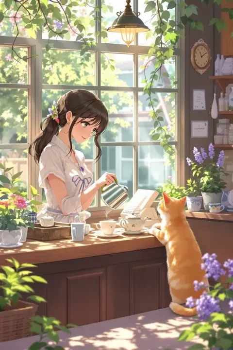 薄荷茶与她的猫 高清动漫封面